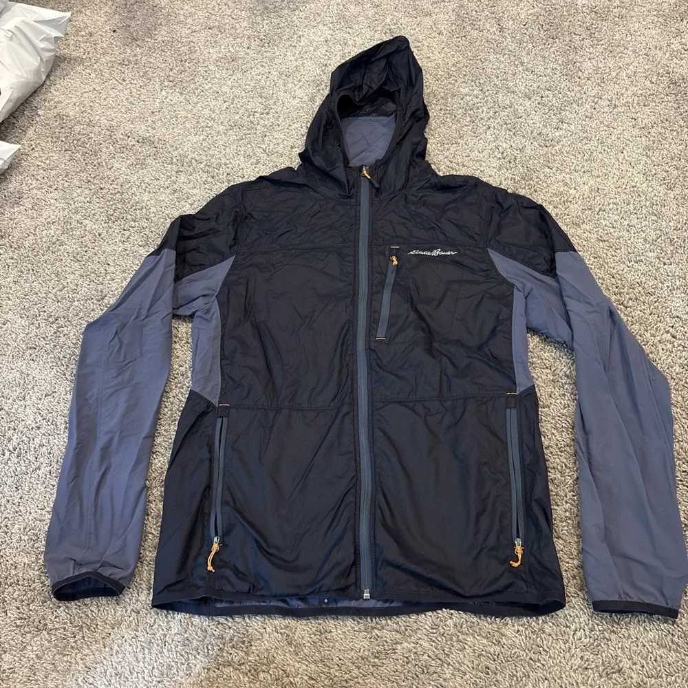 Eddie Bauer Full Zip Up Lightweight Hiking Jacket Men's Small Nylon Zip Pocket